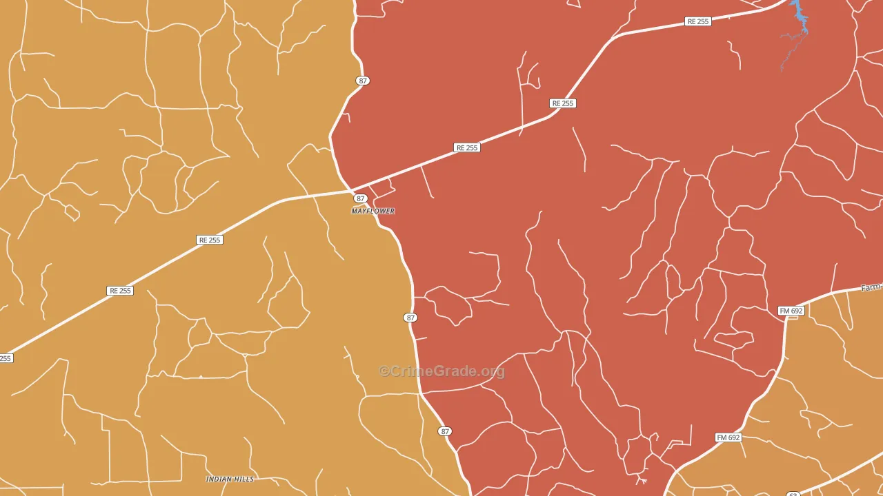 Mayflower, TX Map of Vandalism Rates