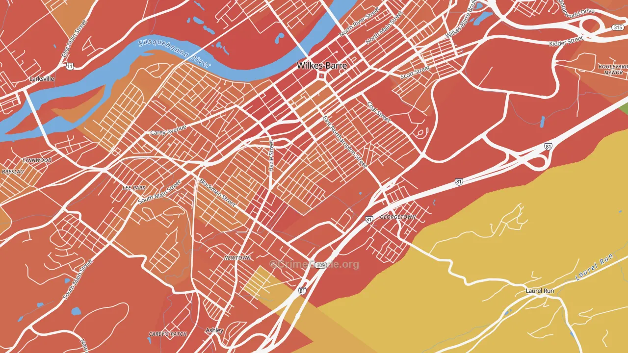 Mayflower, Wilkes-Barre, PA Map of Vandalism Rates
