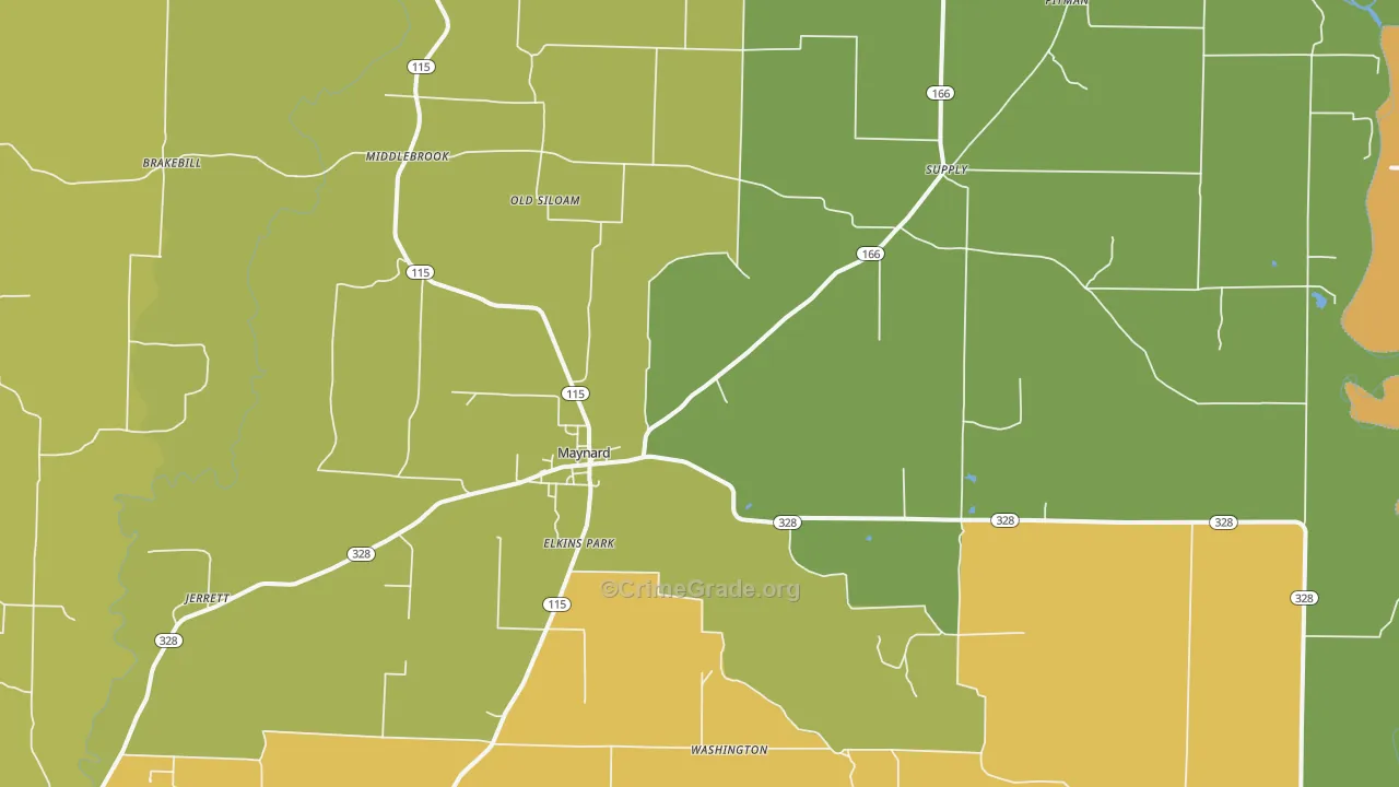 Maynard, AR Map of Vandalism Rates