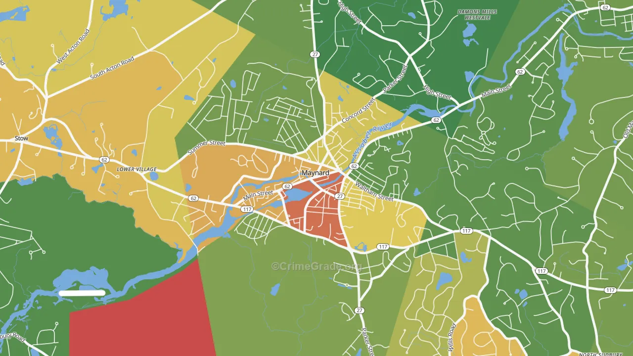 Maynard, MA Map of Vandalism Rates