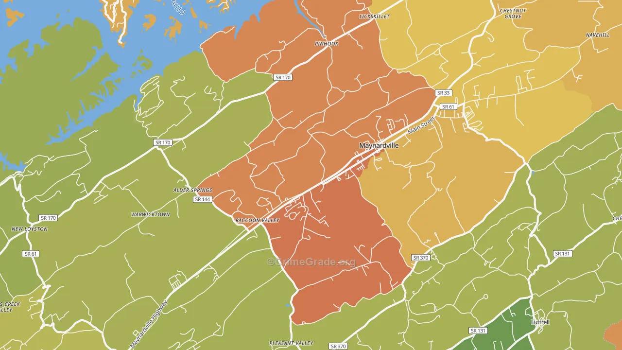 Maynardville, TN Map of Vandalism Rates