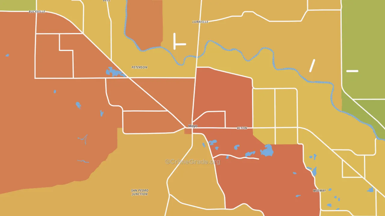 Mayo, FL Map of Vandalism Rates