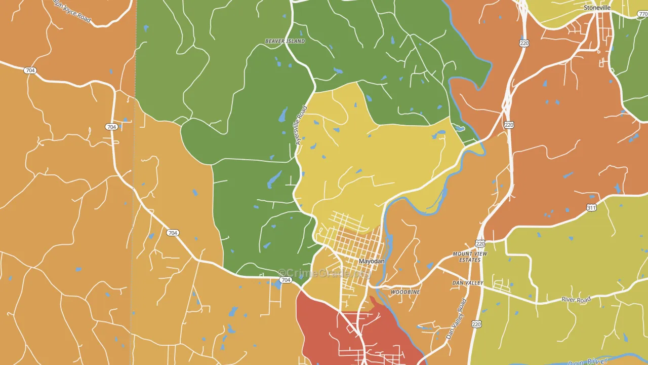Mayodan, NC Map of Vandalism Rates