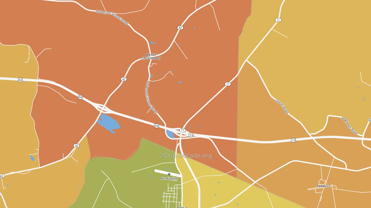 Mayos Crossroads, NC Map of Vandalism Rates