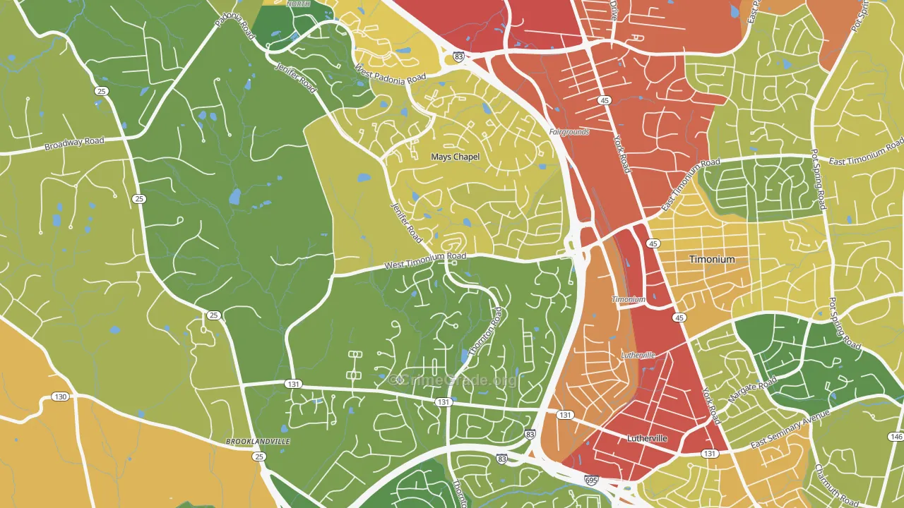 Mays Chapel, MD Map of Vandalism Rates