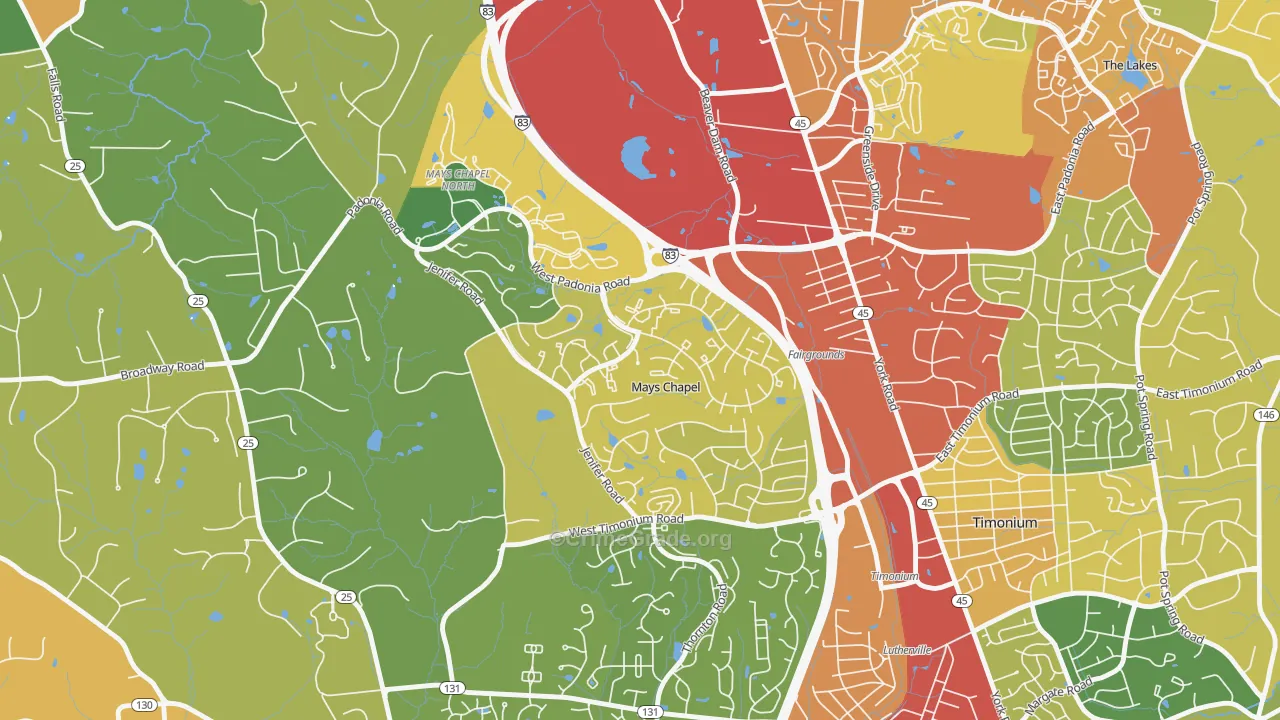 Mays Chapel Village, Mays Chapel, MD Map of Vandalism Rates