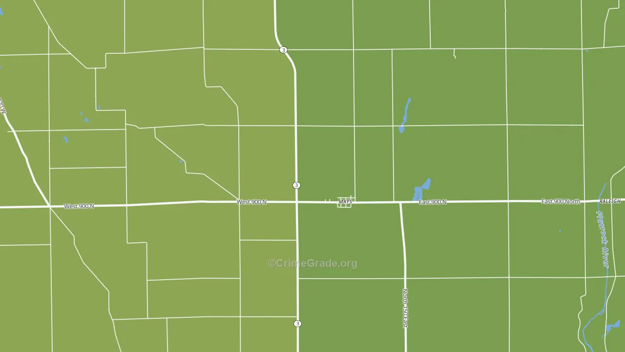 Mays, IN Map of Vandalism Rates