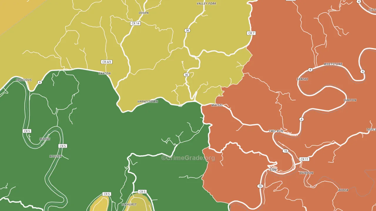 Maysel, WV Map of Vandalism Rates