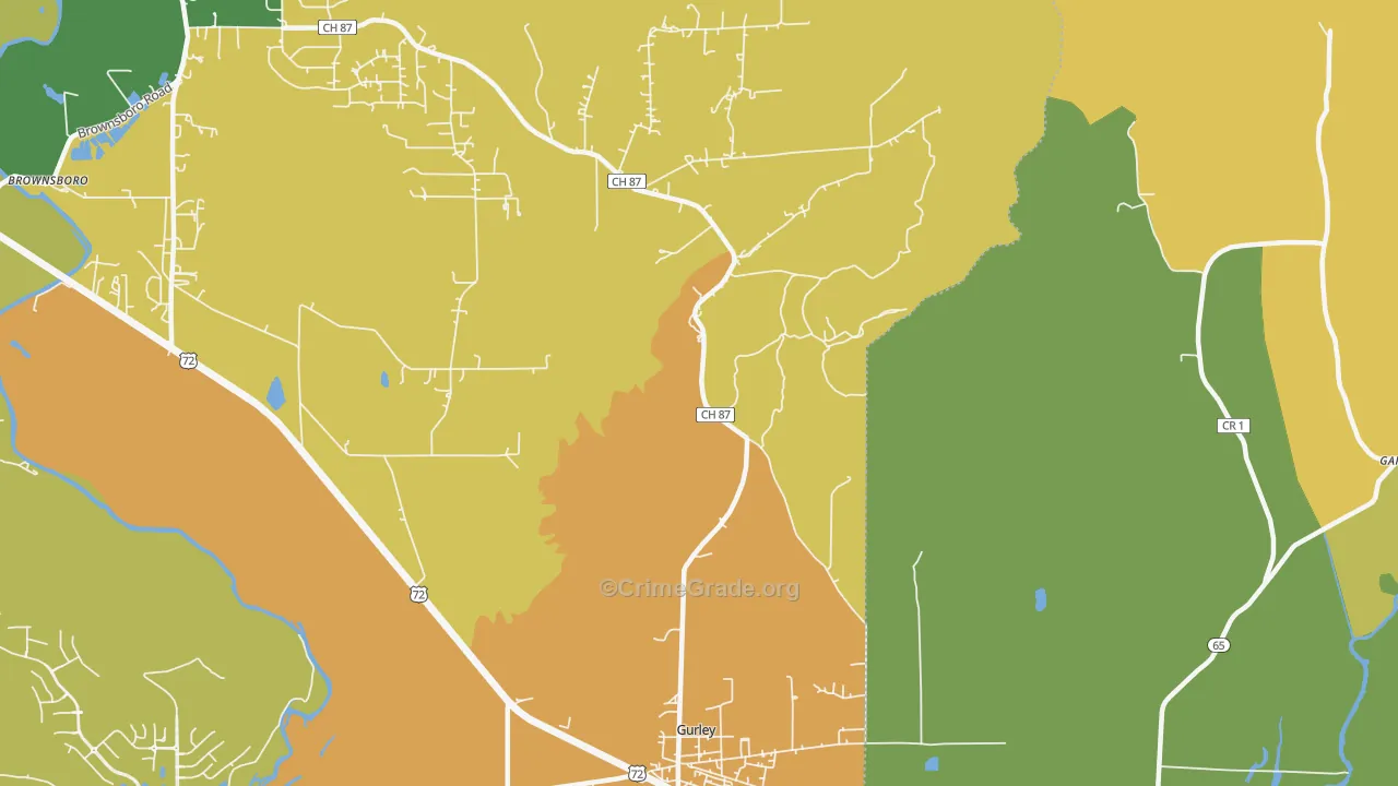Maysville, AL Map of Vandalism Rates