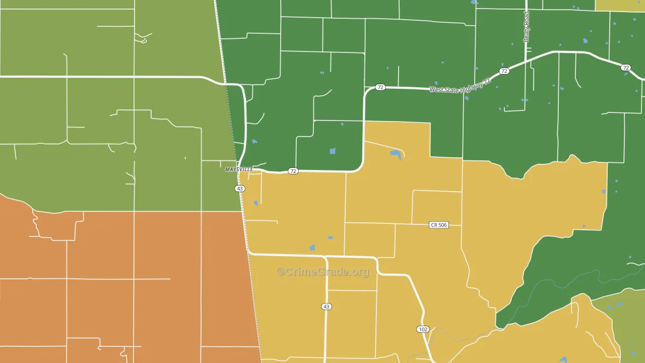 Maysville, AR Map of Vandalism Rates