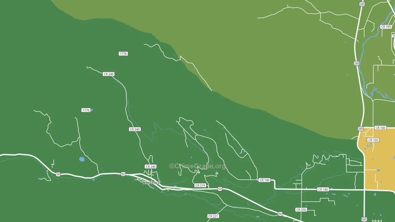 Maysville, CO Map of Vandalism Rates