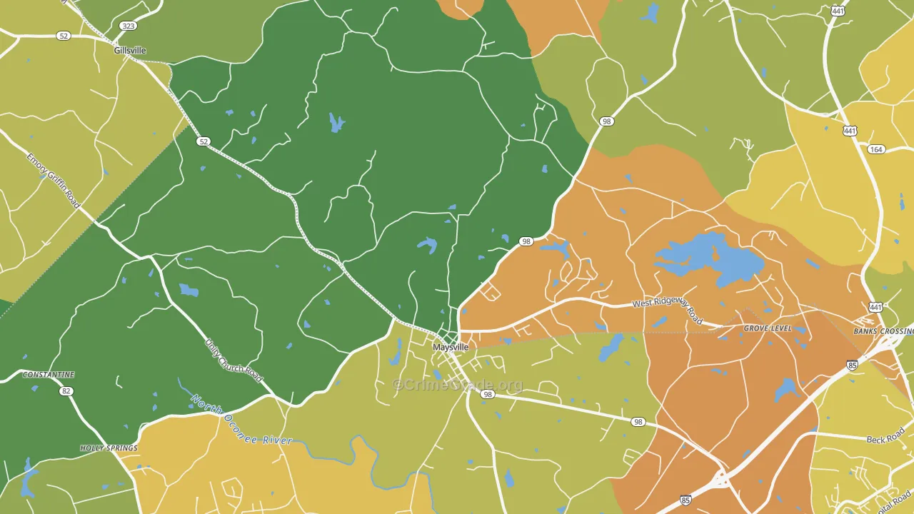 Maysville, GA Map of Vandalism Rates