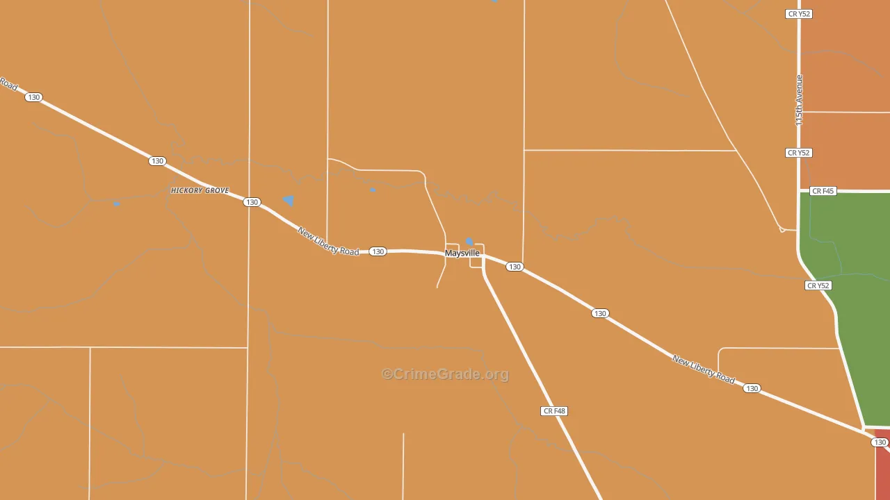 Maysville, IA Map of Vandalism Rates