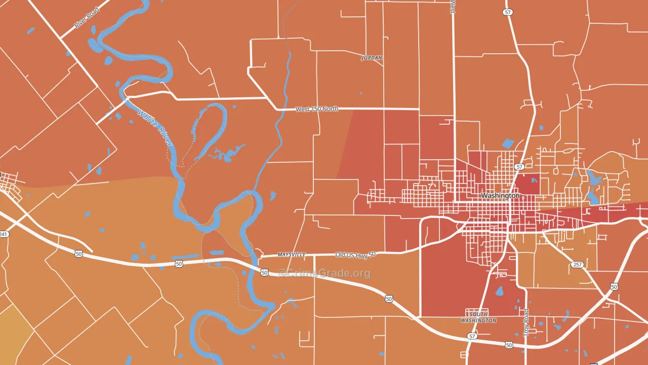 Maysville, IN Map of Vandalism Rates