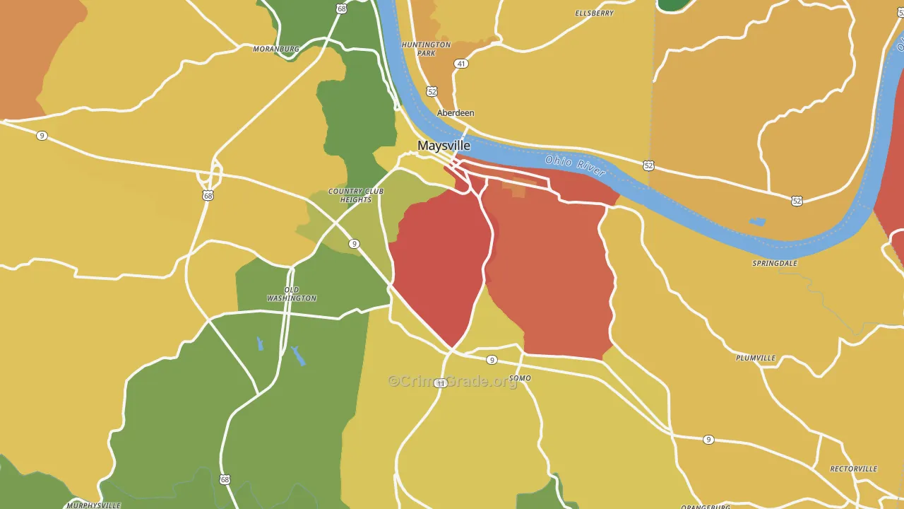 Maysville, KY Map of Vandalism Rates