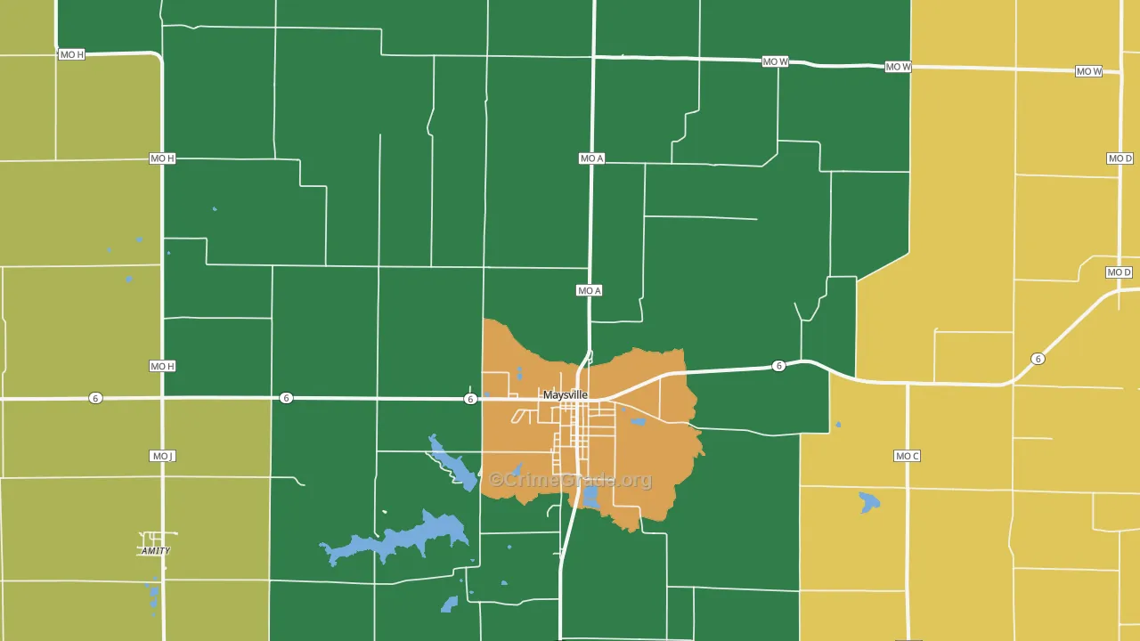 Maysville, MO Map of Vandalism Rates
