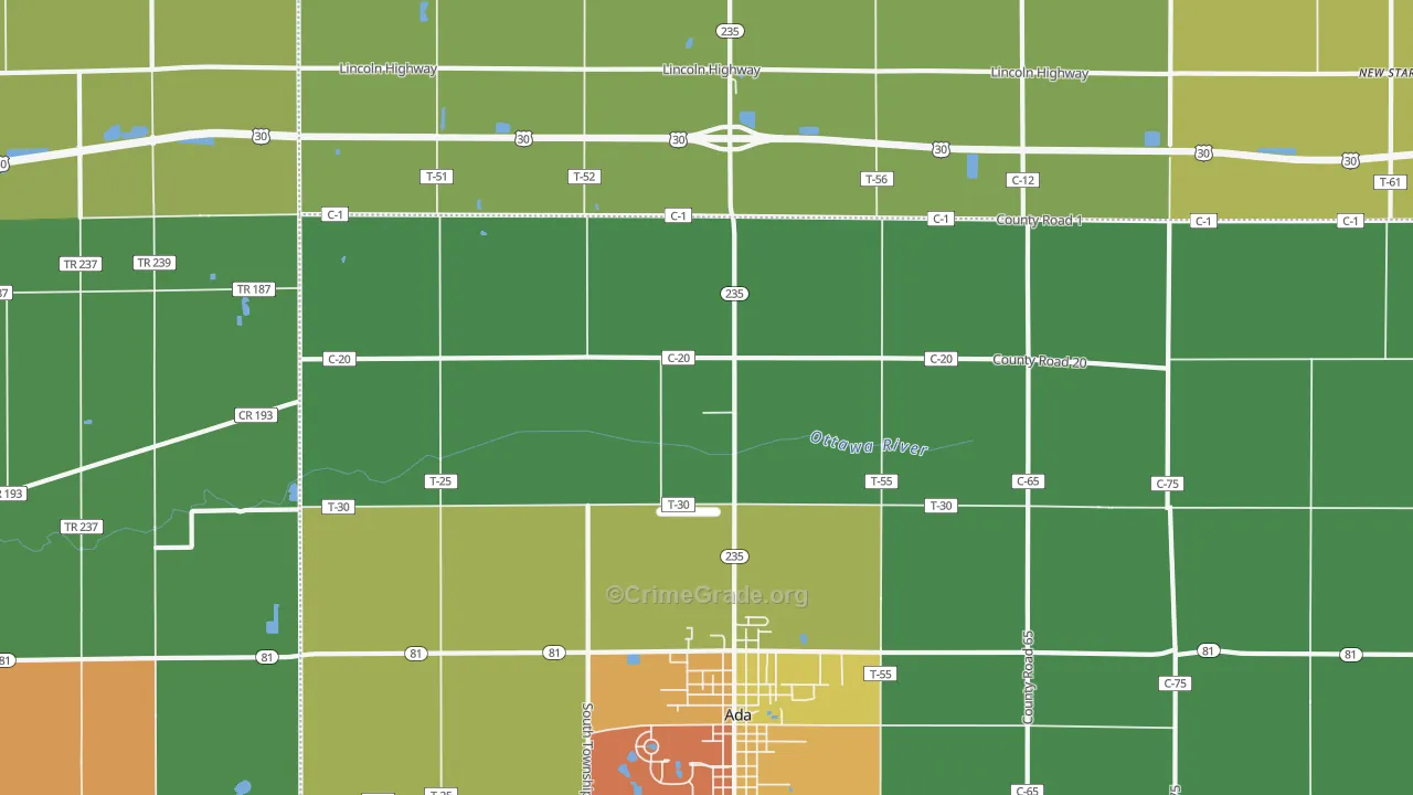 Maysville, OH Map of Vandalism Rates