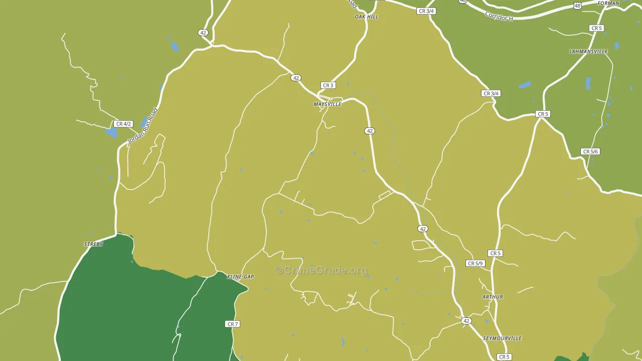 Maysville, WV Map of Vandalism Rates