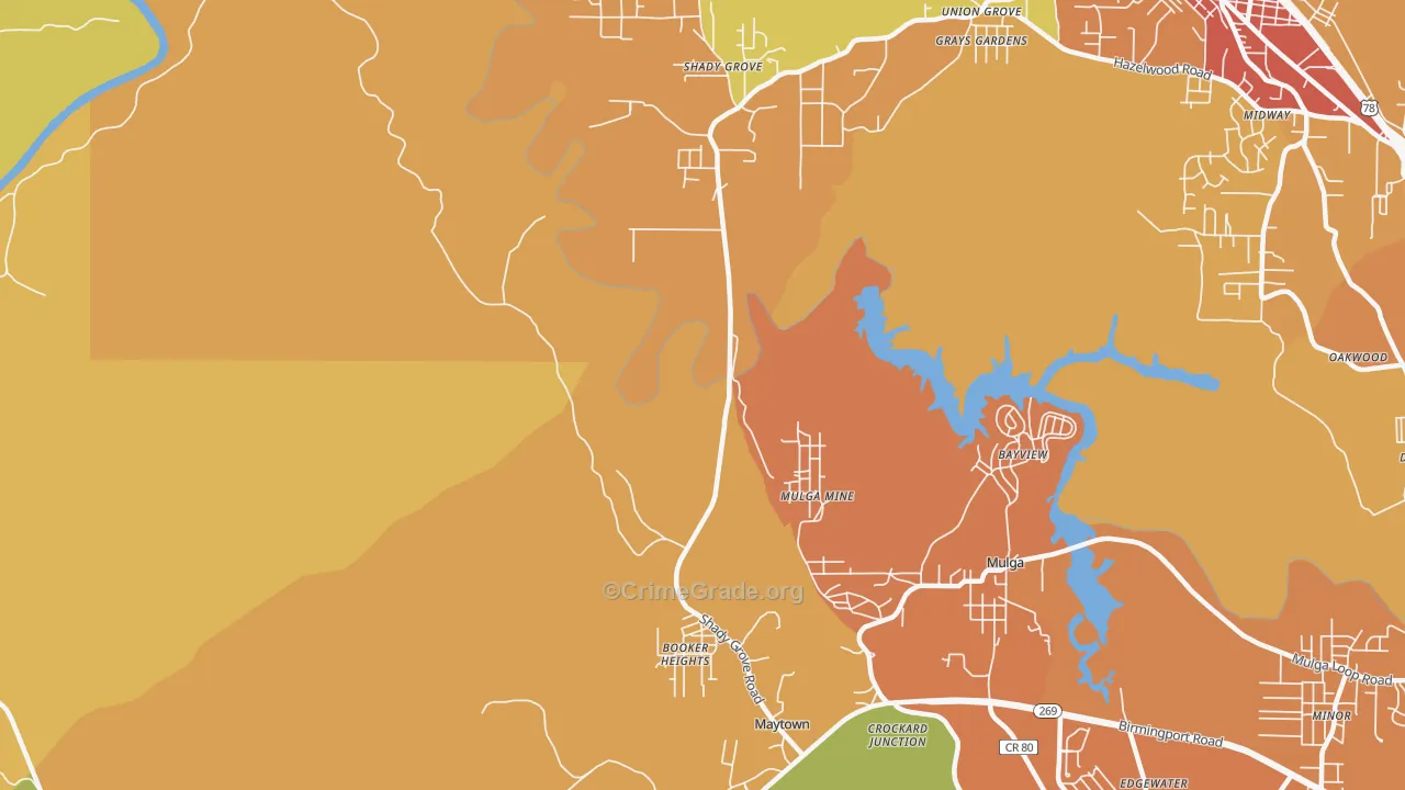 Maytown, AL Map of Vandalism Rates