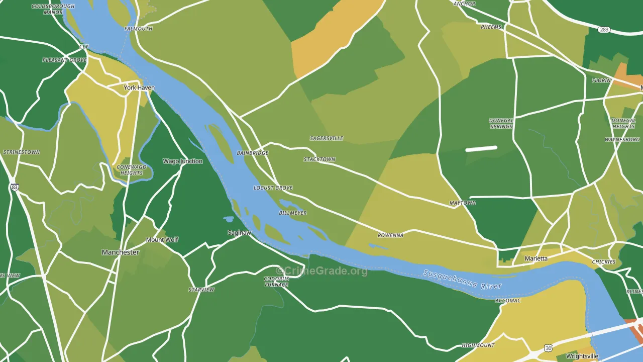 Maytown, PA Map of Vandalism Rates
