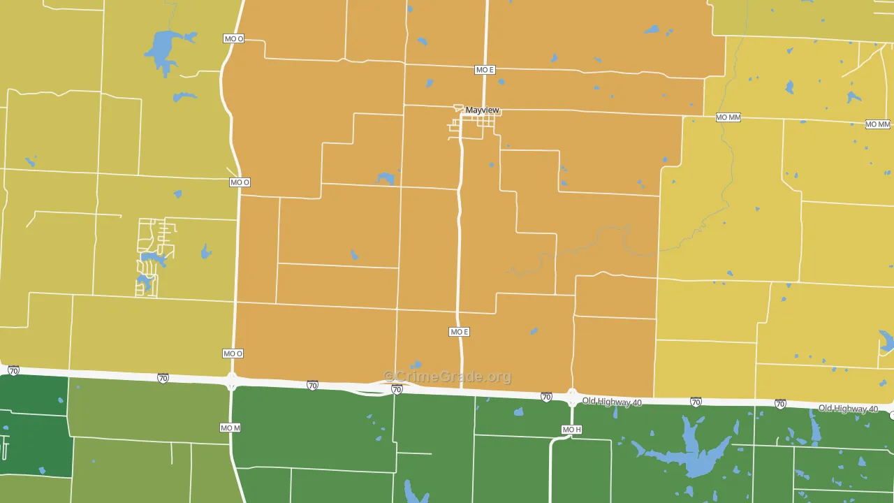 Mayview, MO Map of Vandalism Rates