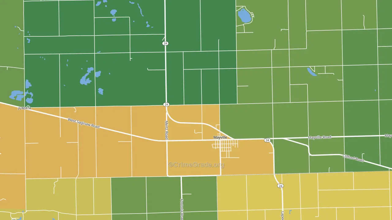 Mayville, MI Map of Vandalism Rates