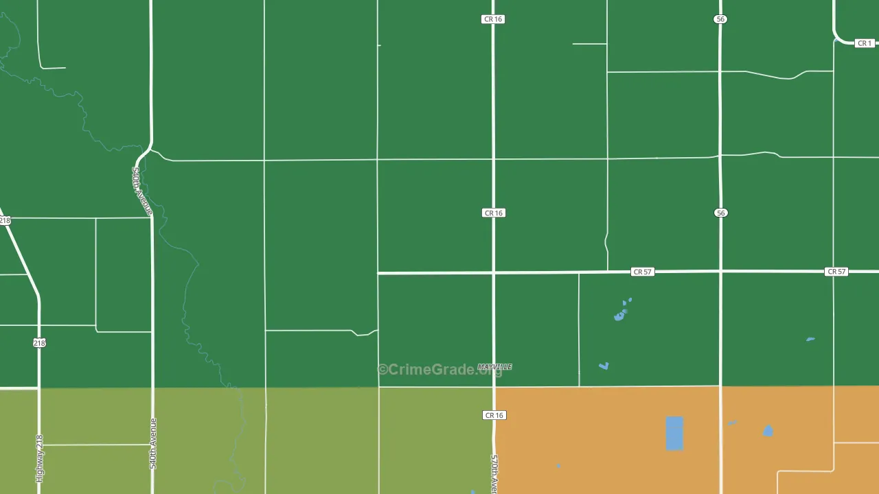 Mayville, MN Map of Vandalism Rates