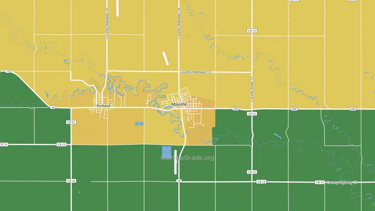 Mayville, ND Map of Vandalism Rates