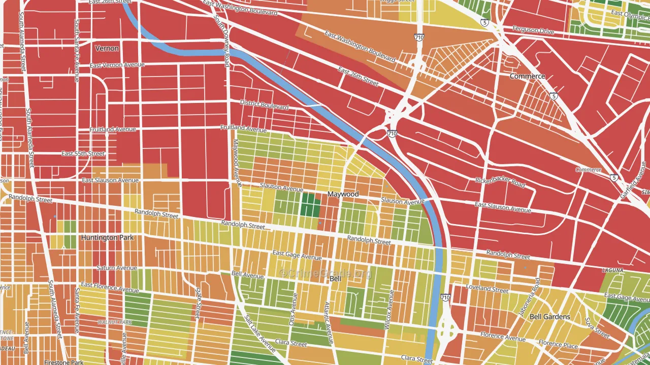 Maywood, CA Map of Vandalism Rates