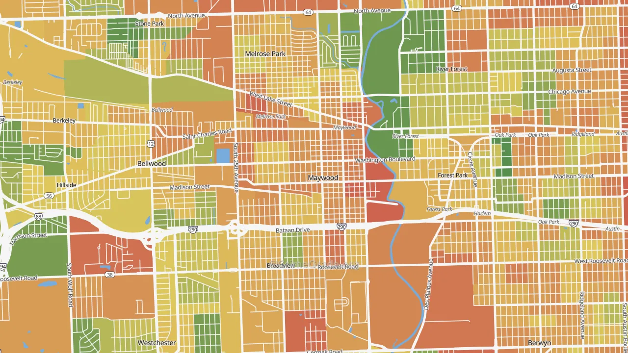 Maywood, IL Map of Vandalism Rates