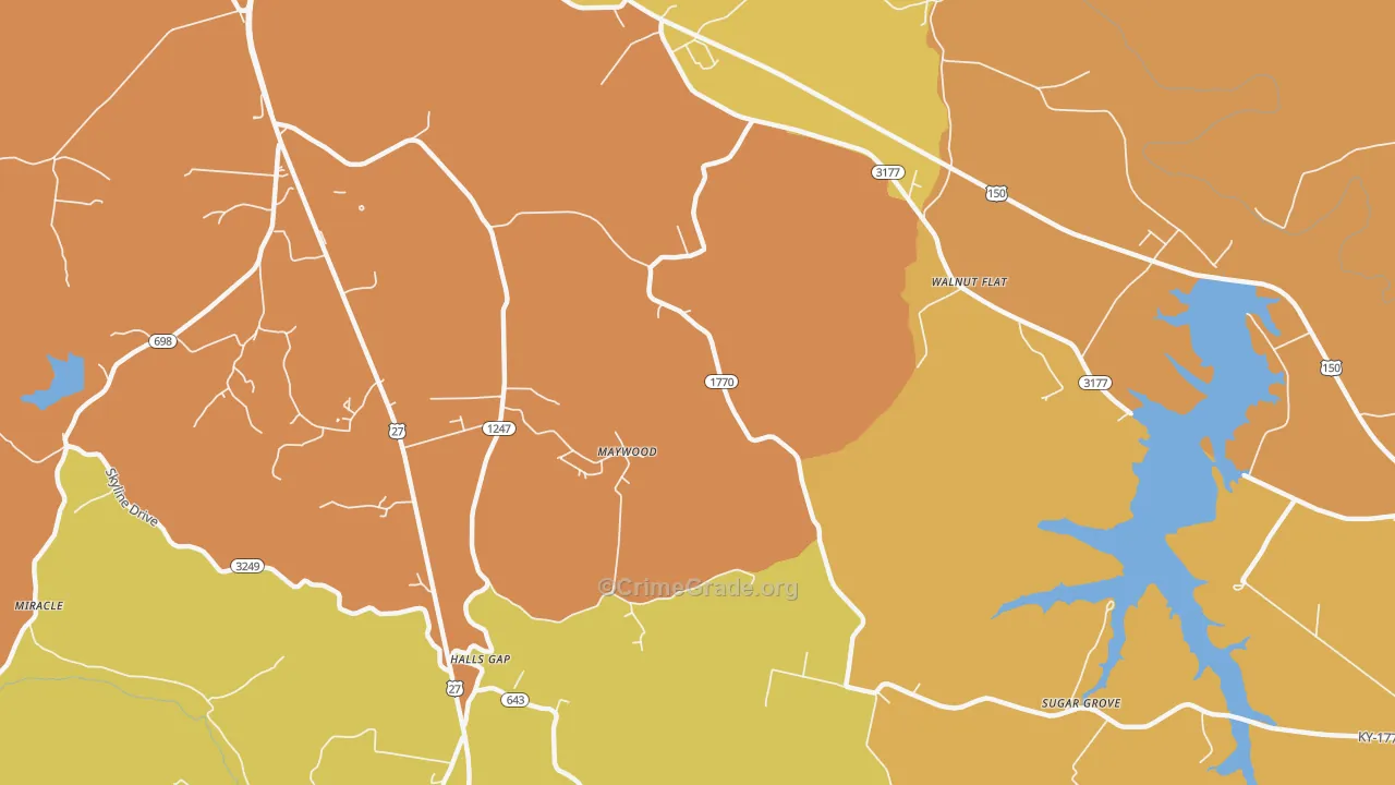 Maywood, KY Map of Vandalism Rates