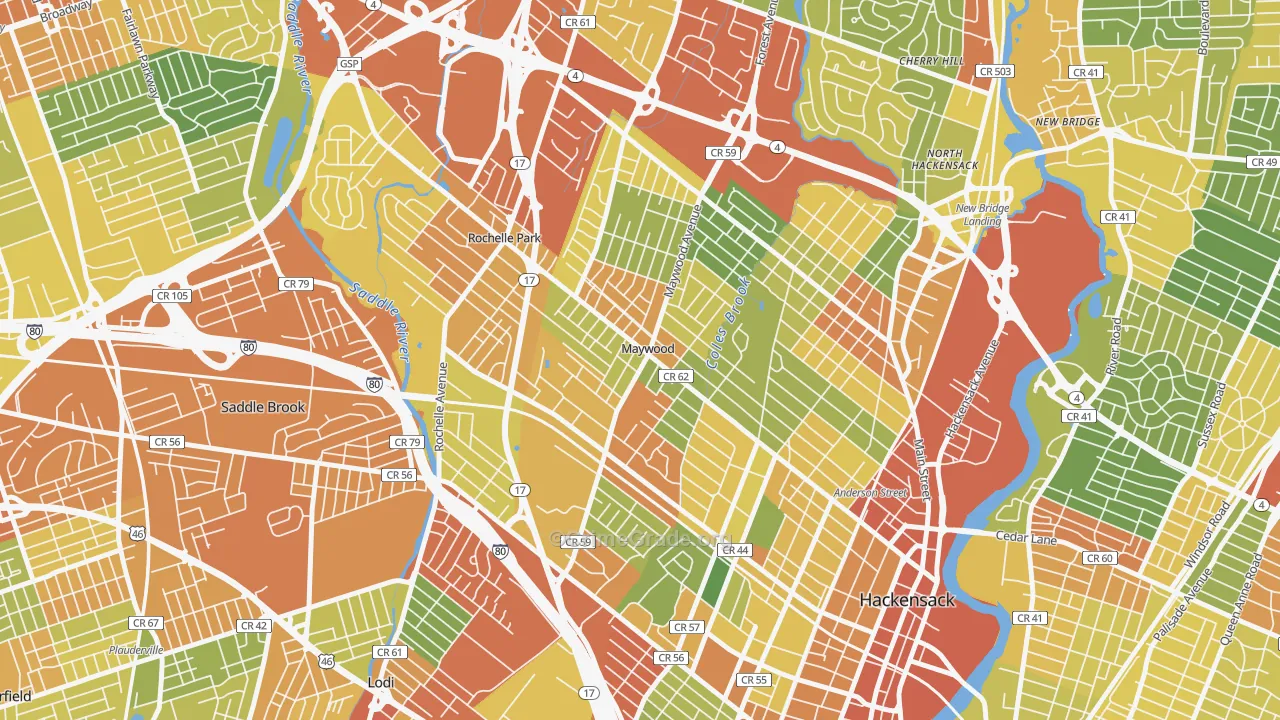 Maywood, NJ Map of Vandalism Rates