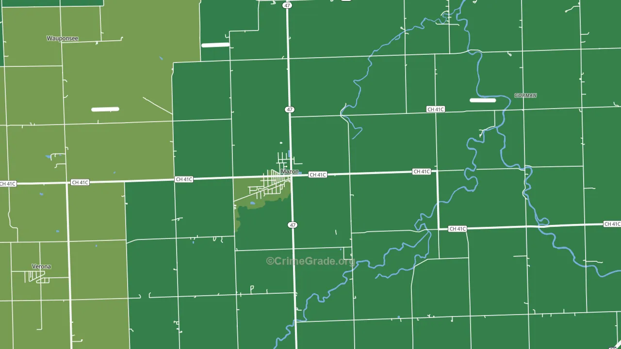 Mazon, IL Map of Vandalism Rates
