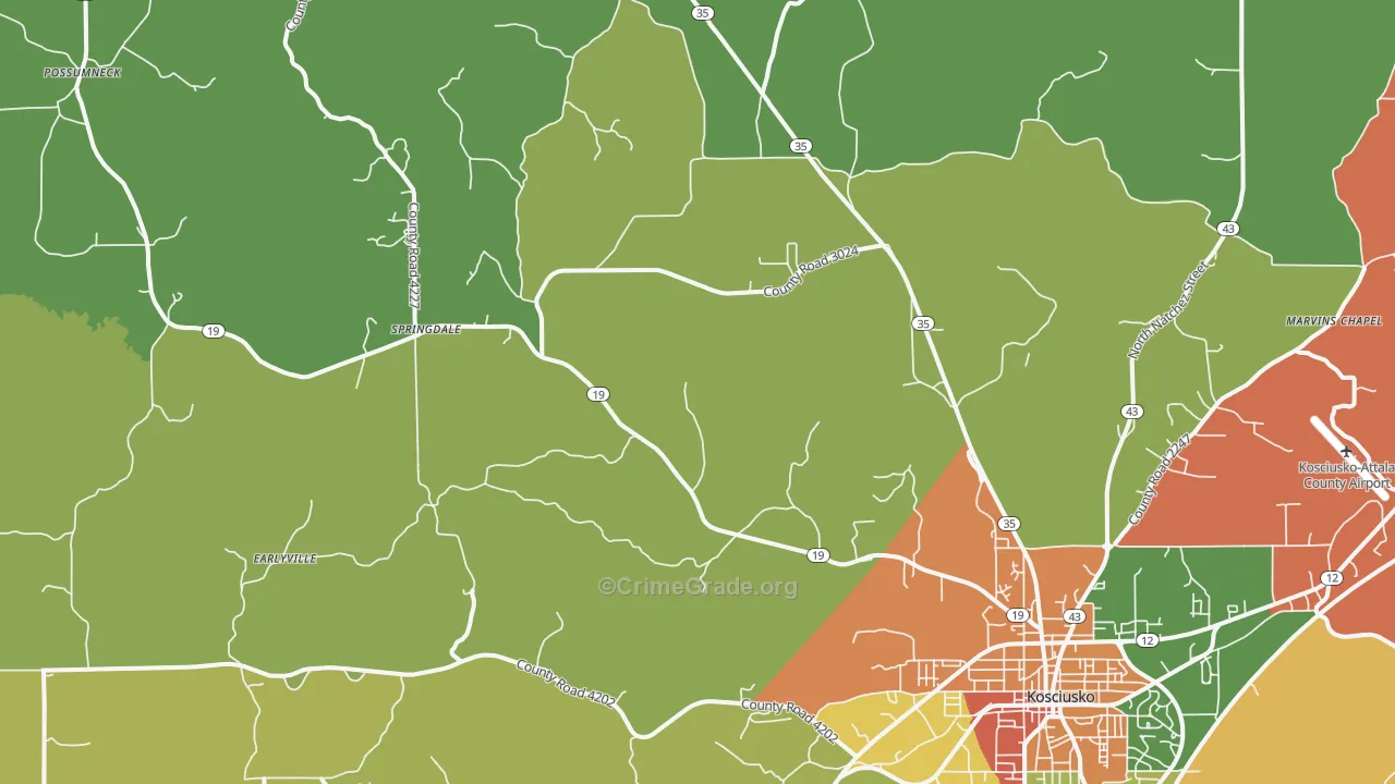 Mc Adams, MS Map of Vandalism Rates