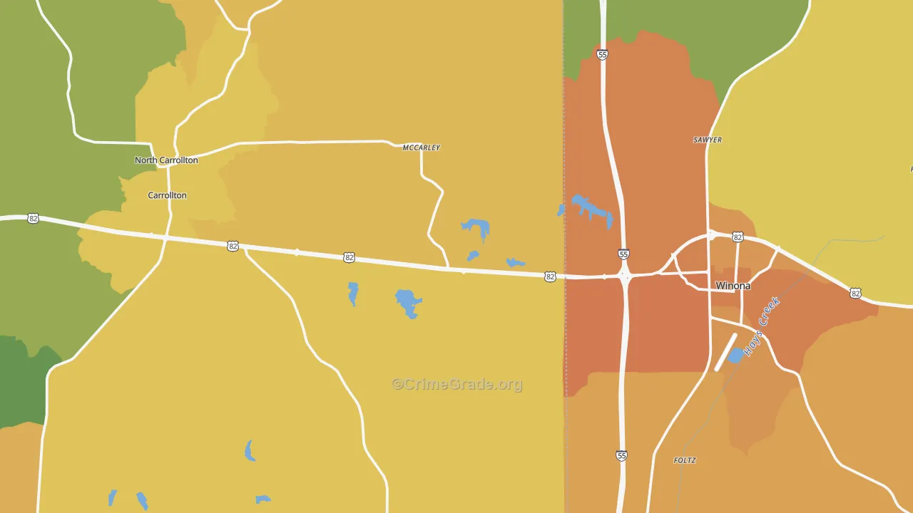 Mc Carley, MS Map of Vandalism Rates