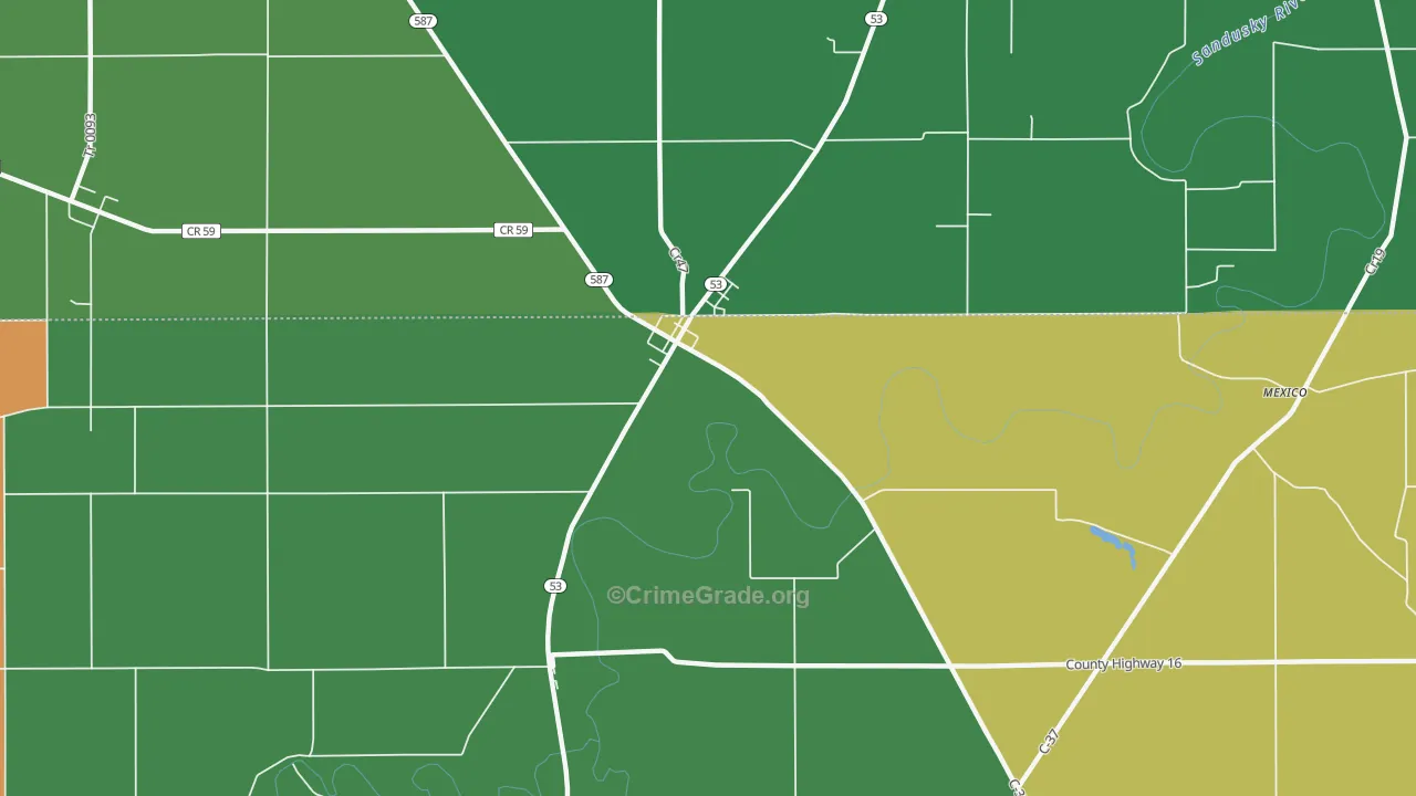 Mc Cutchenville, OH Map of Vandalism Rates