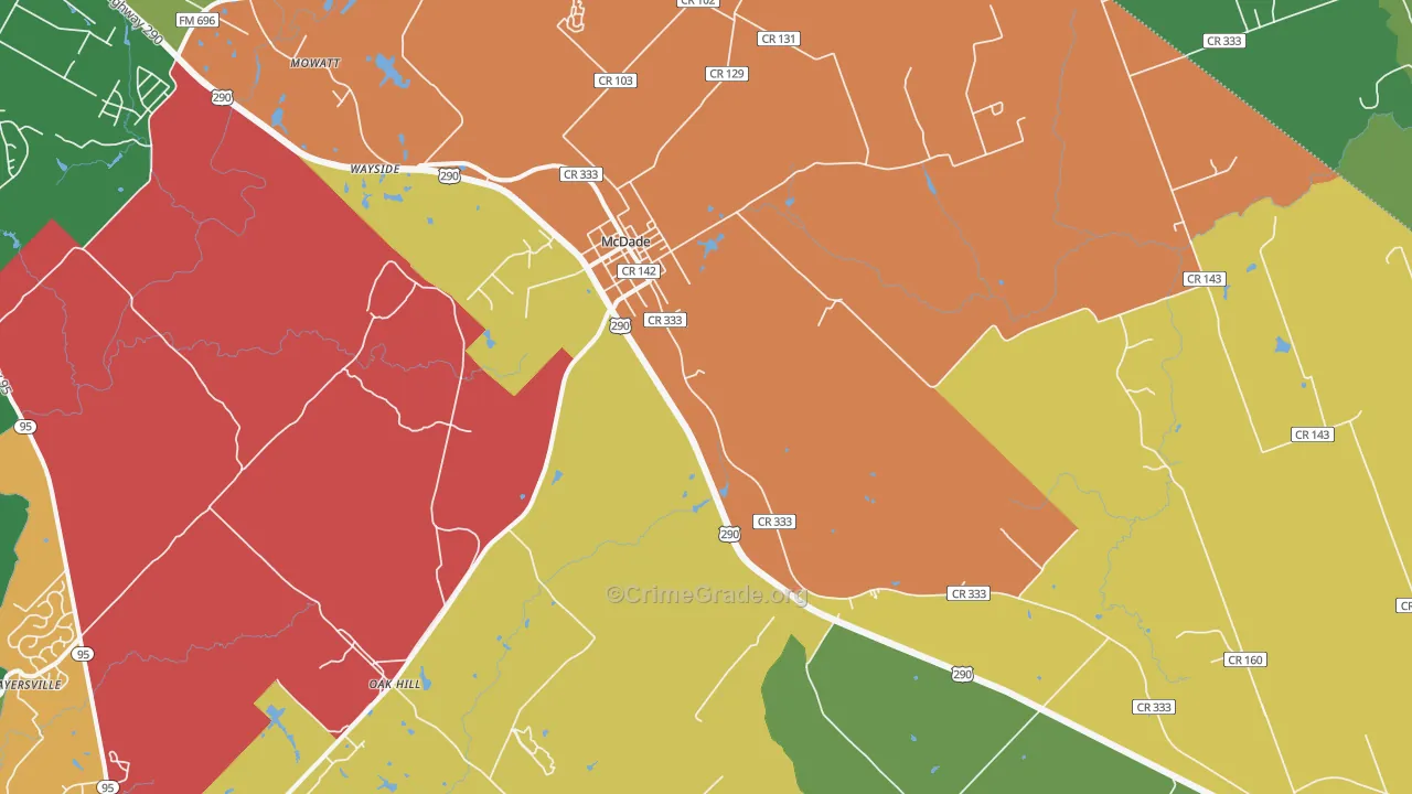 Mc Dade, TX Map of Vandalism Rates