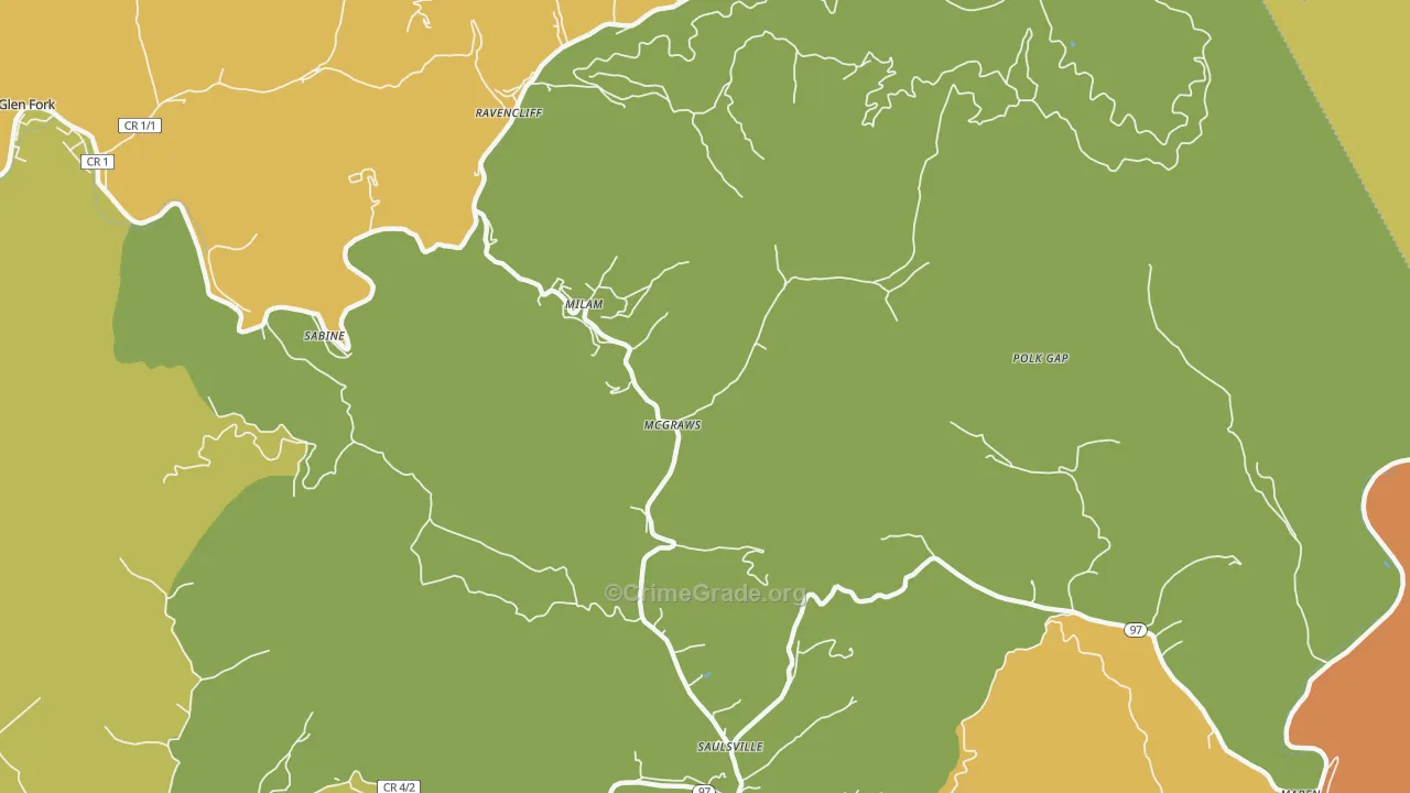 Mc Graws, WV Map of Vandalism Rates