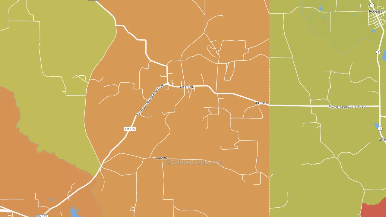 Mc Leod, TX Map of Vandalism Rates