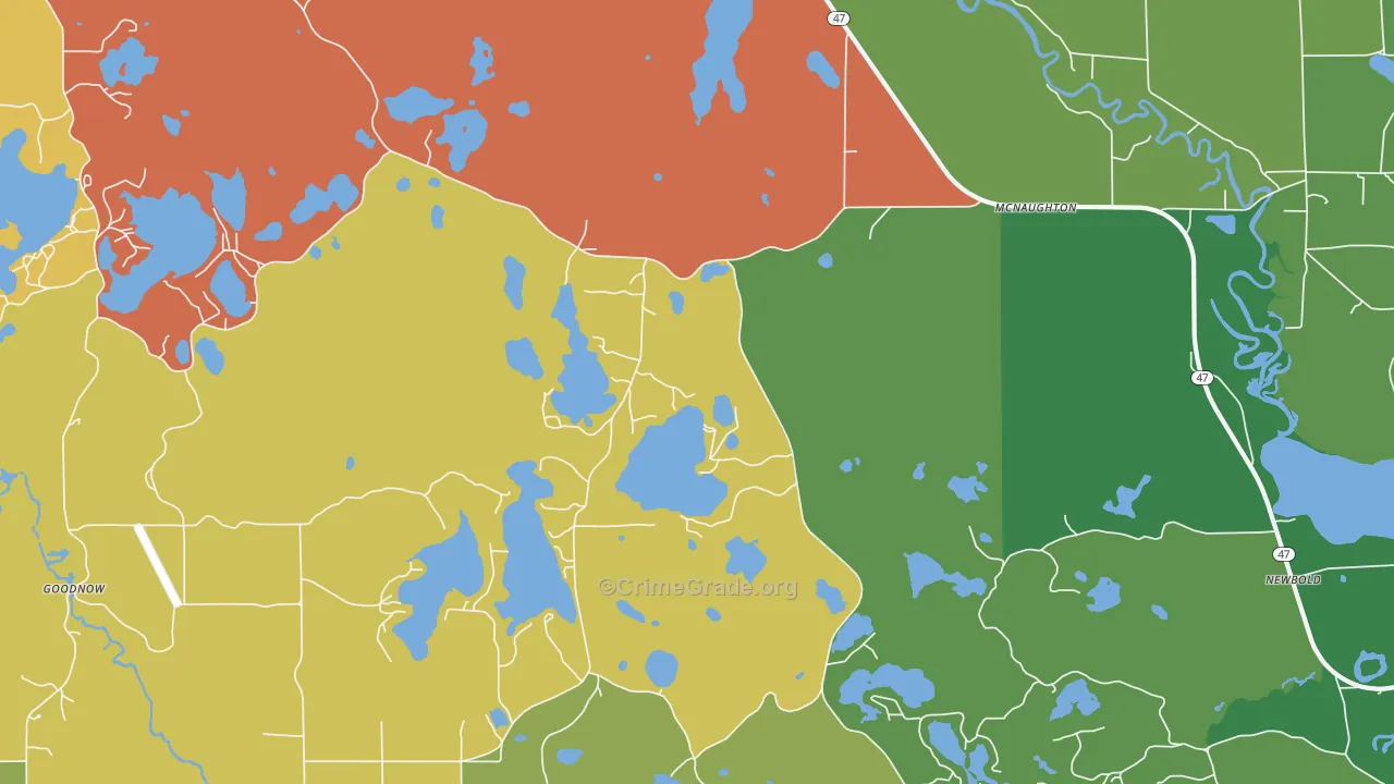 Mc Naughton, WI Map of Vandalism Rates