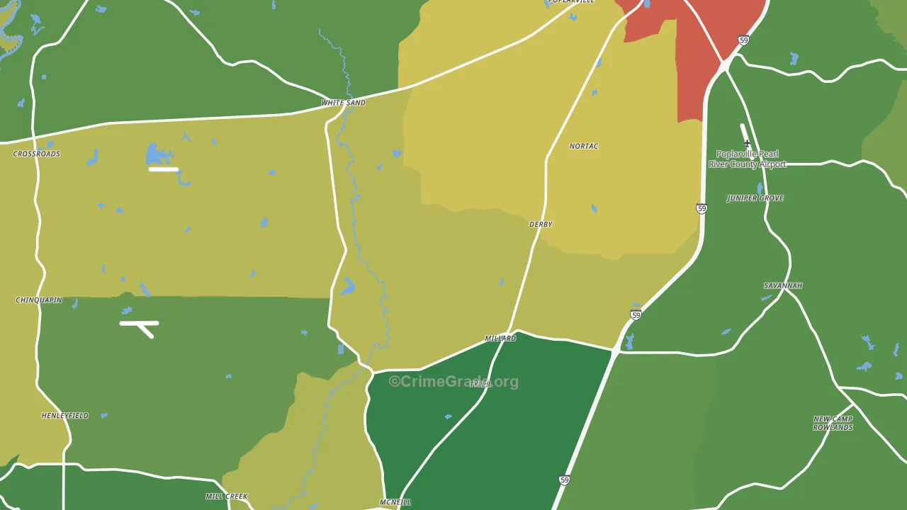 Mc Neill, MS Map of Vandalism Rates