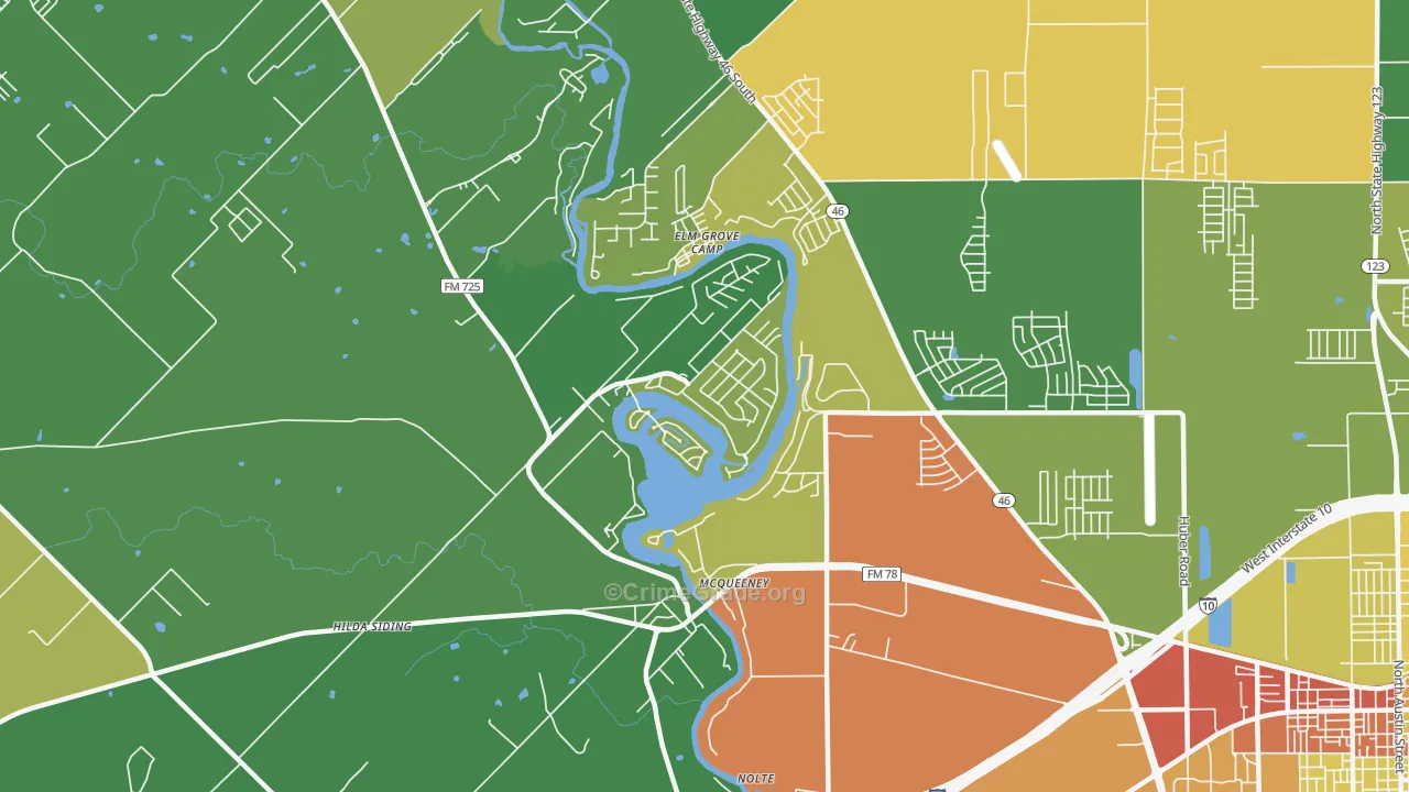 Mc Queeney, TX Map of Vandalism Rates