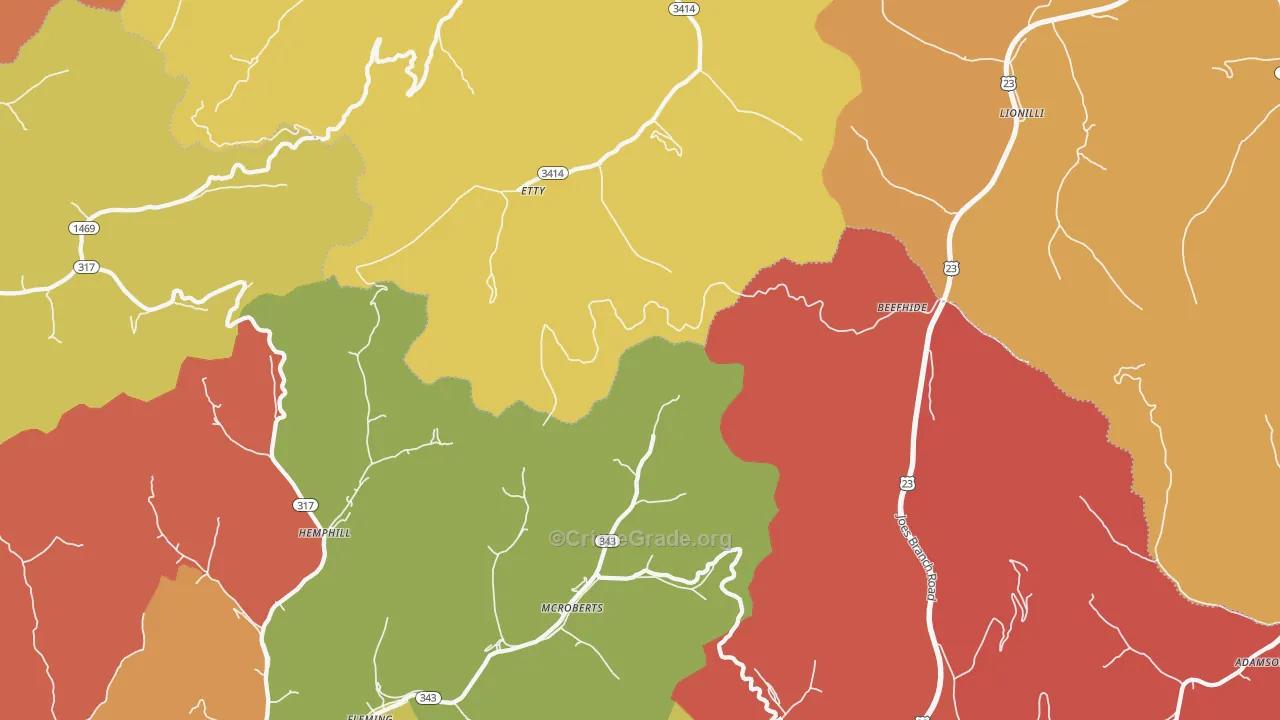 Mc Roberts, KY Map of Vandalism Rates