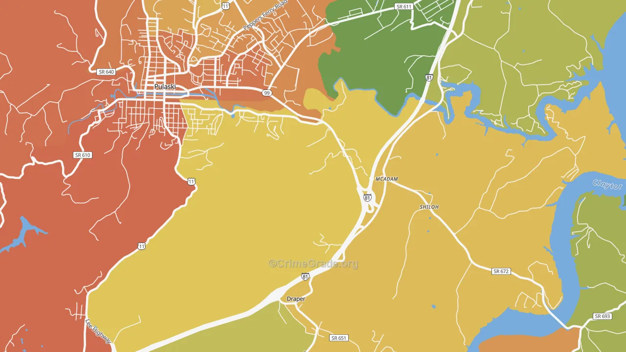 McAdam, VA Map of Vandalism Rates