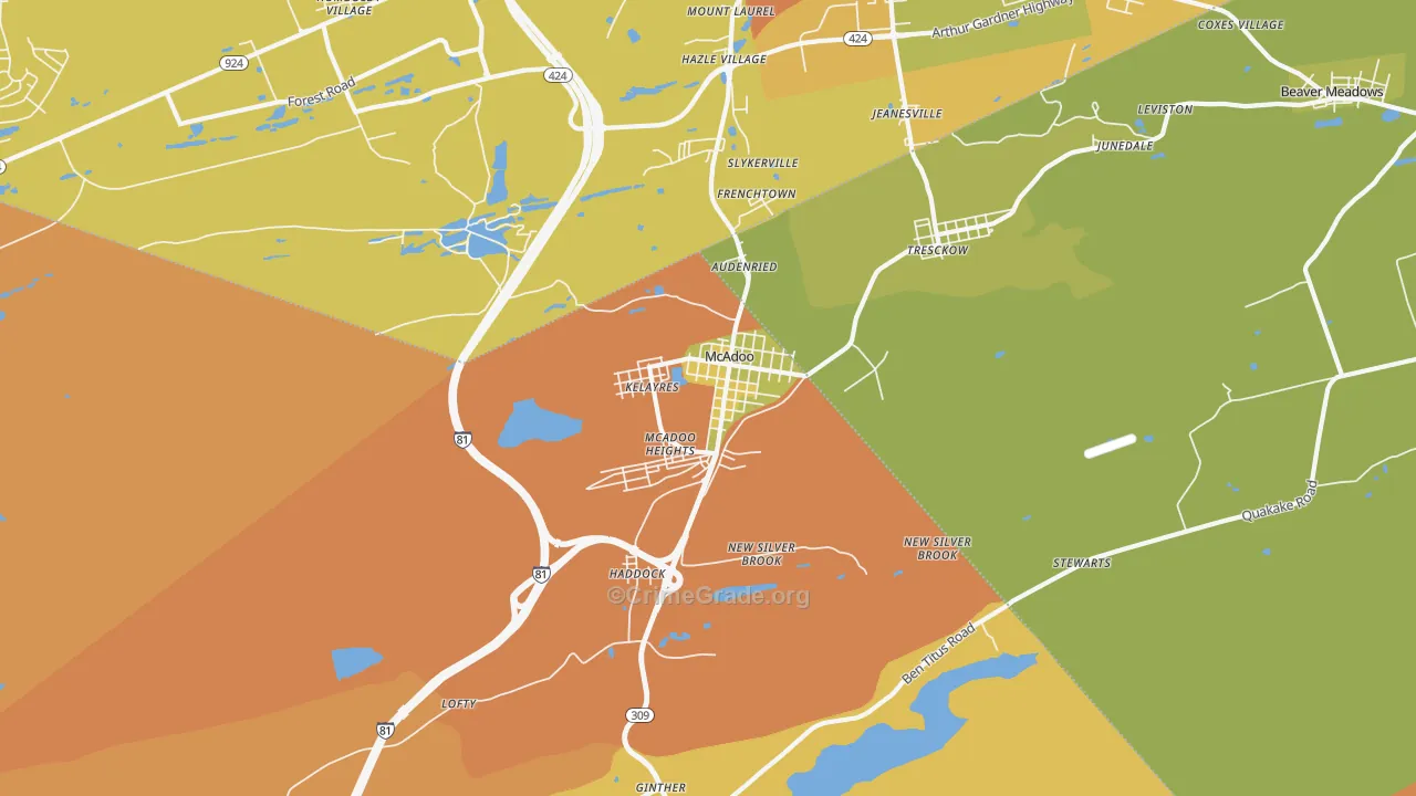Mcadoo, PA Map of Vandalism Rates