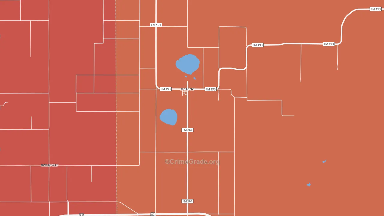 Mcadoo, TX Map of Vandalism Rates
