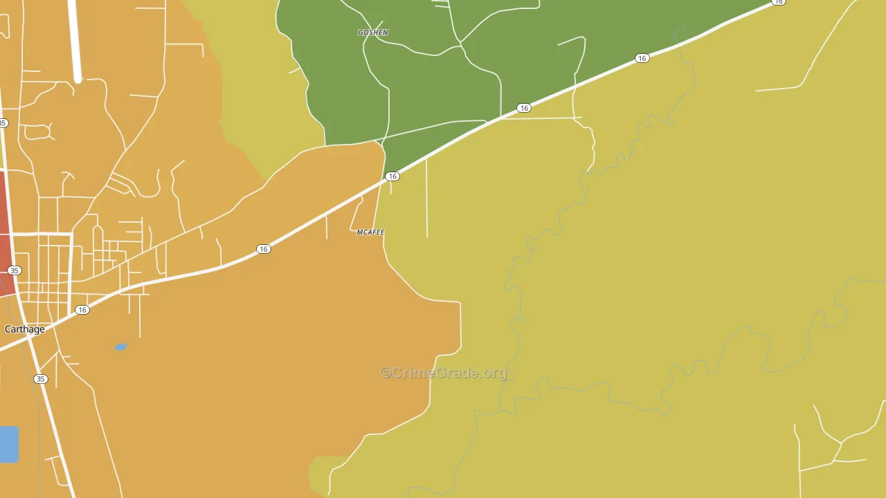 McAfee, MS Map of Vandalism Rates