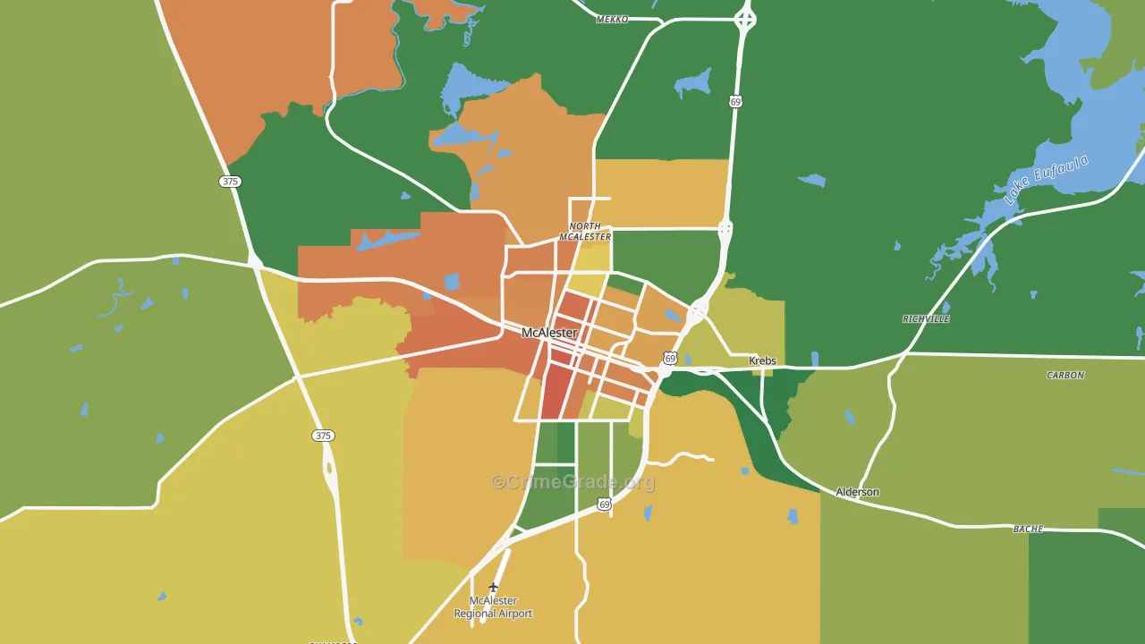 McAlester, OK Map of Vandalism Rates