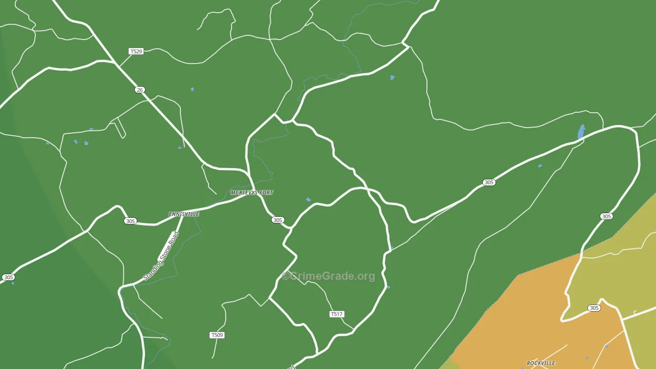 McAlevys Fort, PA Map of Vandalism Rates