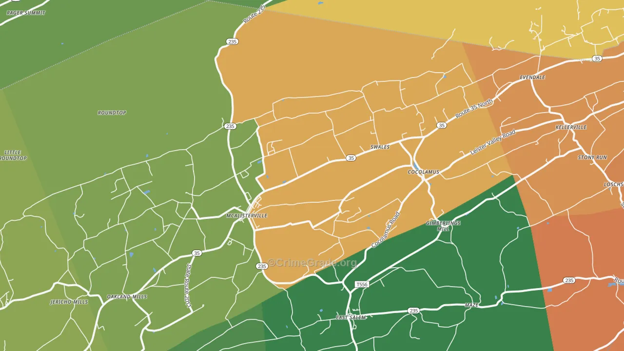 McAlisterville, PA Map of Vandalism Rates